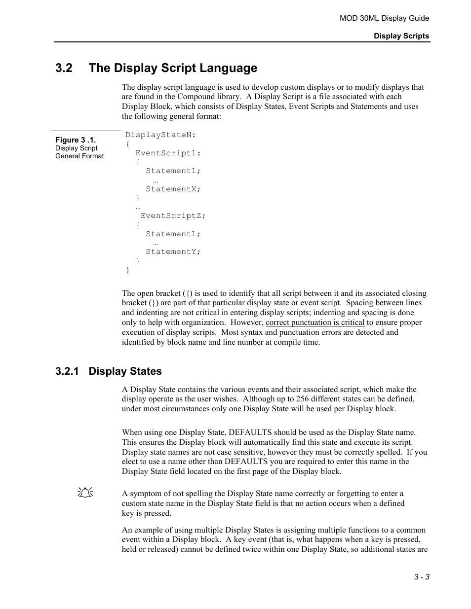 The display script language, Display states, 2 the display script language | 1 display states | Micromod MOD: 30ML Display Script Guide User Manual | Page 41 / 98