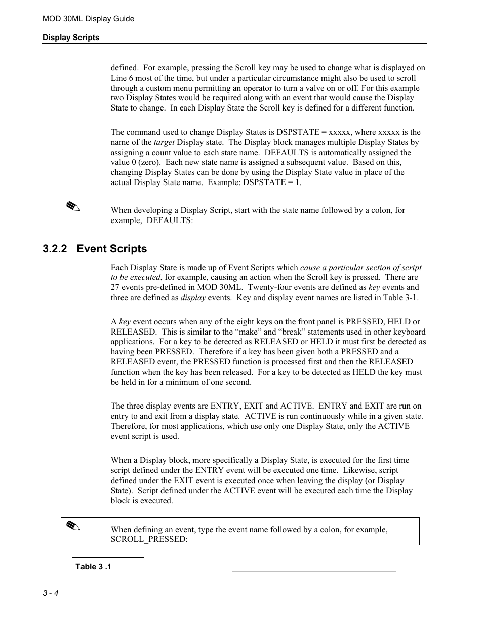 Event scripts | Micromod MOD: 30ML Display Script Guide User Manual | Page 42 / 98
