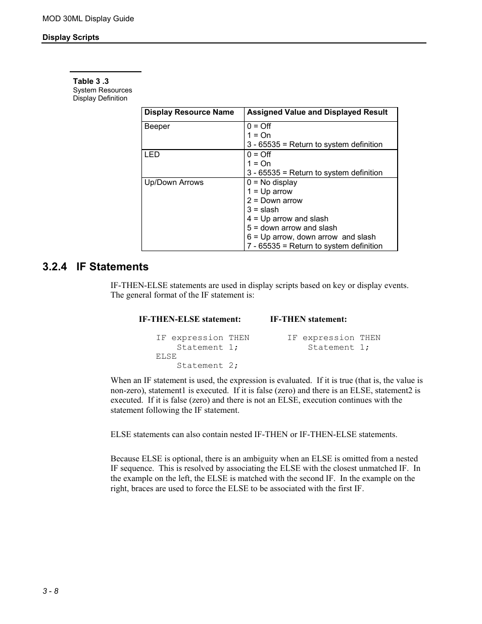 If statements, 4 if statements | Micromod MOD: 30ML Display Script Guide User Manual | Page 46 / 98