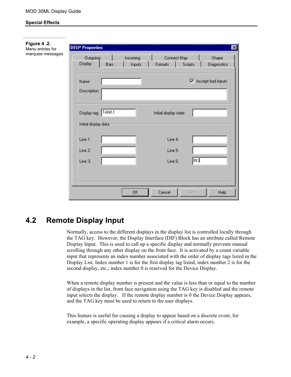 Remote display input, 2 remote display input | Micromod MOD: 30ML Display Script Guide User Manual | Page 52 / 98