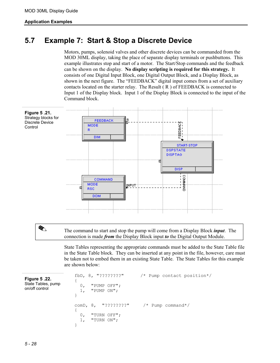 Example 7: start & stop a discrete device, 7 example 7: start & stop a discrete device | Micromod MOD: 30ML Display Script Guide User Manual | Page 82 / 98