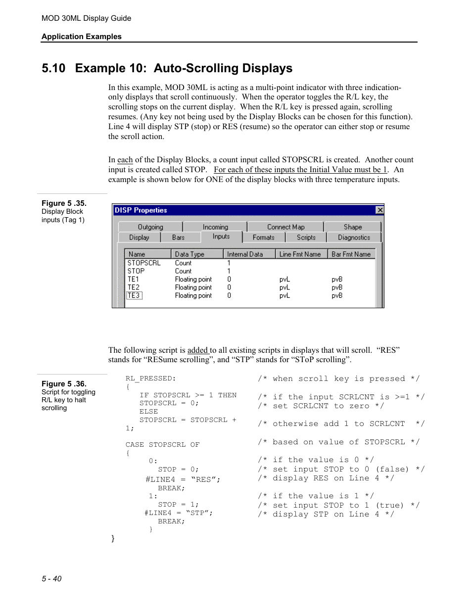 Example 10: auto-scrolling displays, 10 example 10: auto-scrolling displays | Micromod MOD: 30ML Display Script Guide User Manual | Page 94 / 98
