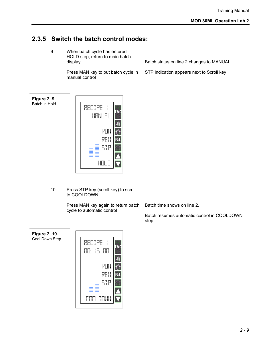 5 switch the batch control modes | Micromod MOD: 30ML Controller Operation and Maintenance Training Manual User Manual | Page 21 / 74