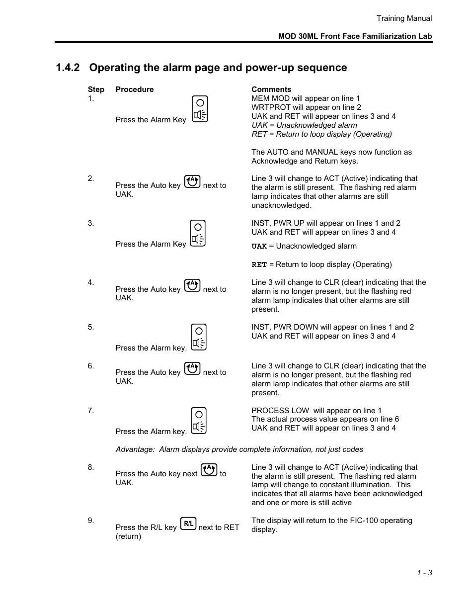 2 operating the alarm page and power-up sequence | Micromod MOD: 30ML Controller Operation and Maintenance Training Manual User Manual | Page 5 / 74