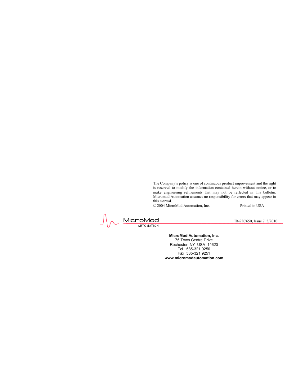 Back cover | Micromod MOD: Modcell 2050R Users Guide User Manual | Page 228 / 228