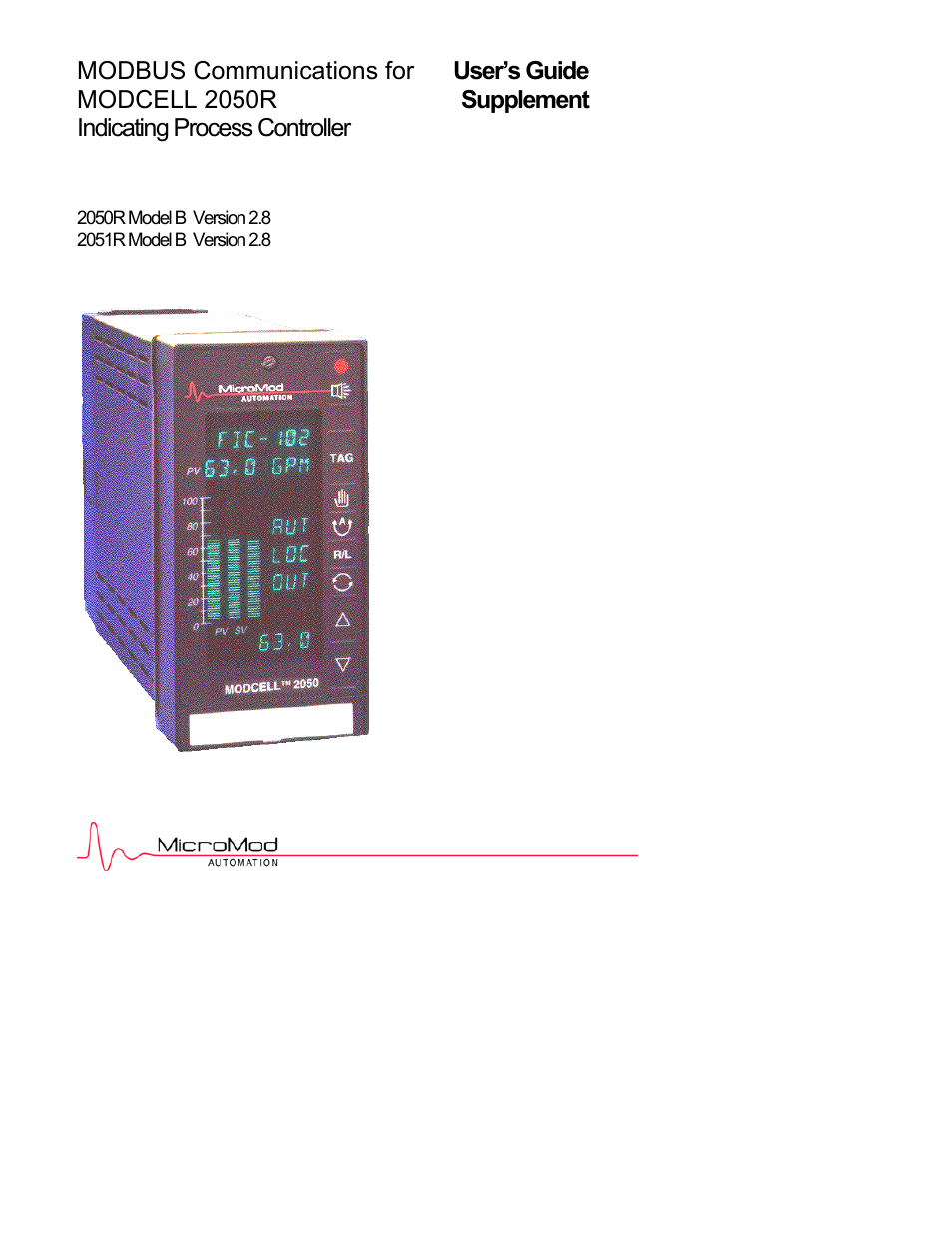 Micromod MOD: Modcell 2050R MODBUS Communications User Manual | 70 pages