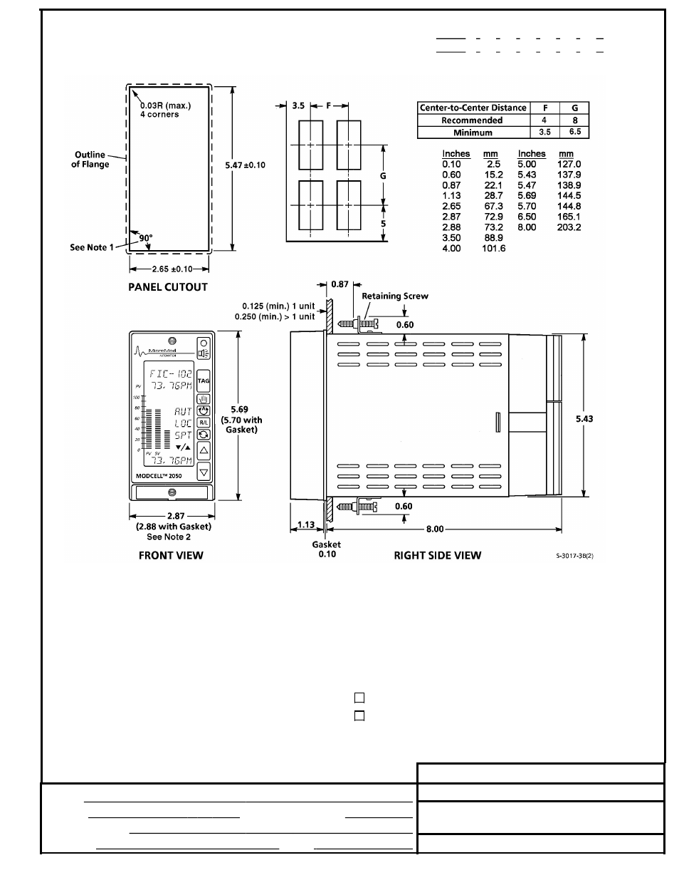 Micromod MOD: Modcell 2050R Mounting Dimensions User Manual | 1 page