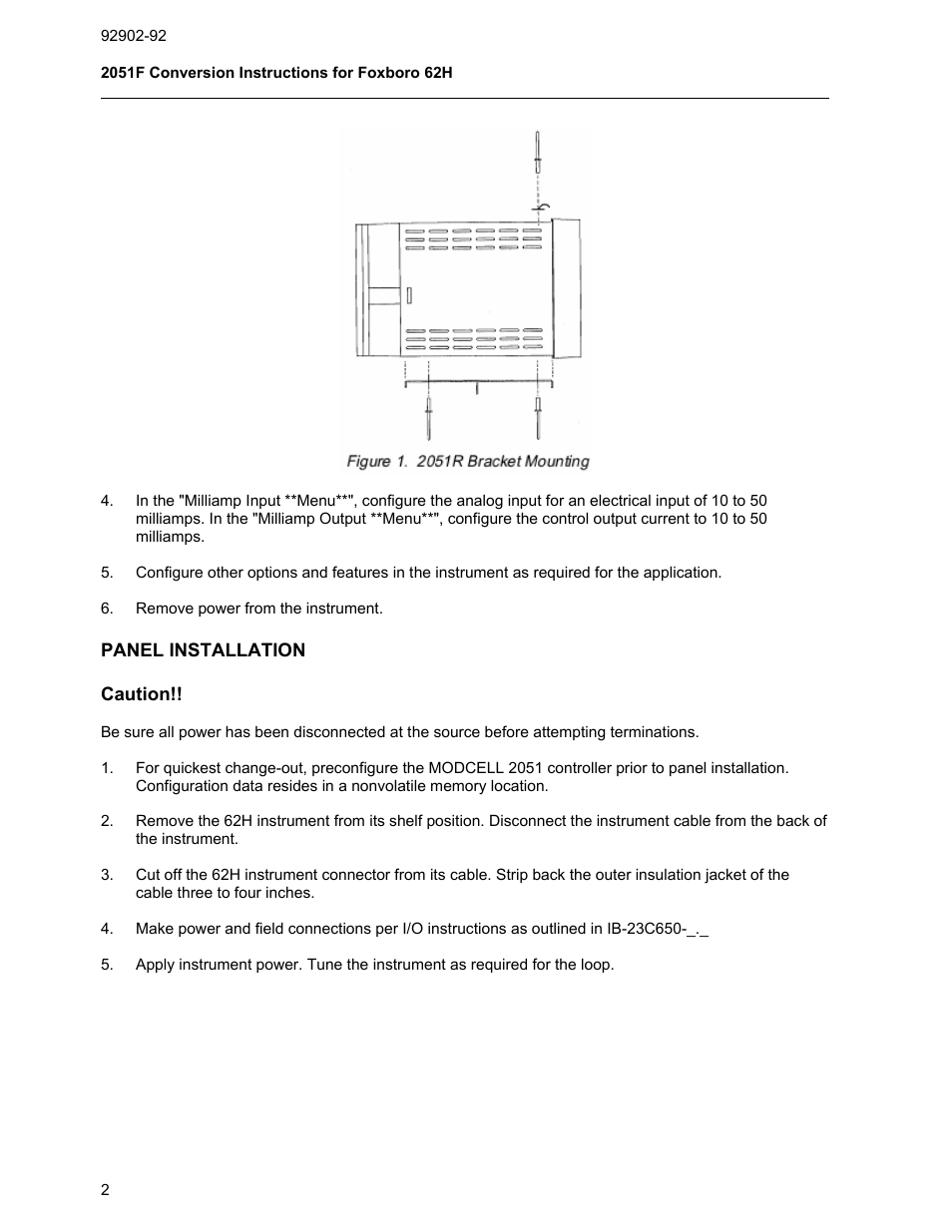 Micromod MOD: Modcell 2050R 2051FZ2, Foxboro 62H to 2050R Conversion Accessory User Manual | Page 2 / 4