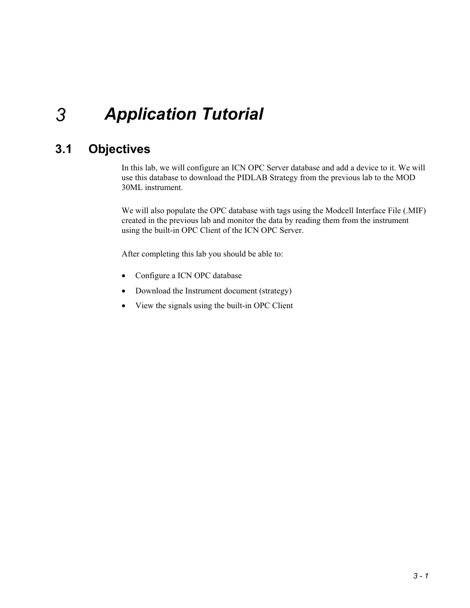 Ch3 application tutorial, Objectives, Application tutorial | Micromod MOD: ICN OPC Server Users Guide User Manual | Page 15 / 38