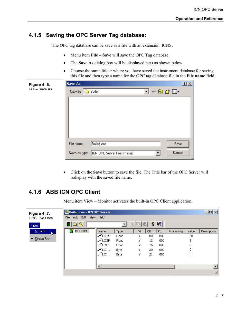 Saving the opc server tag database, Abb icn opc client, 5 saving the opc server tag database | 6 abb icn opc client | Micromod MOD: ICN OPC Server Users Guide User Manual | Page 33 / 38