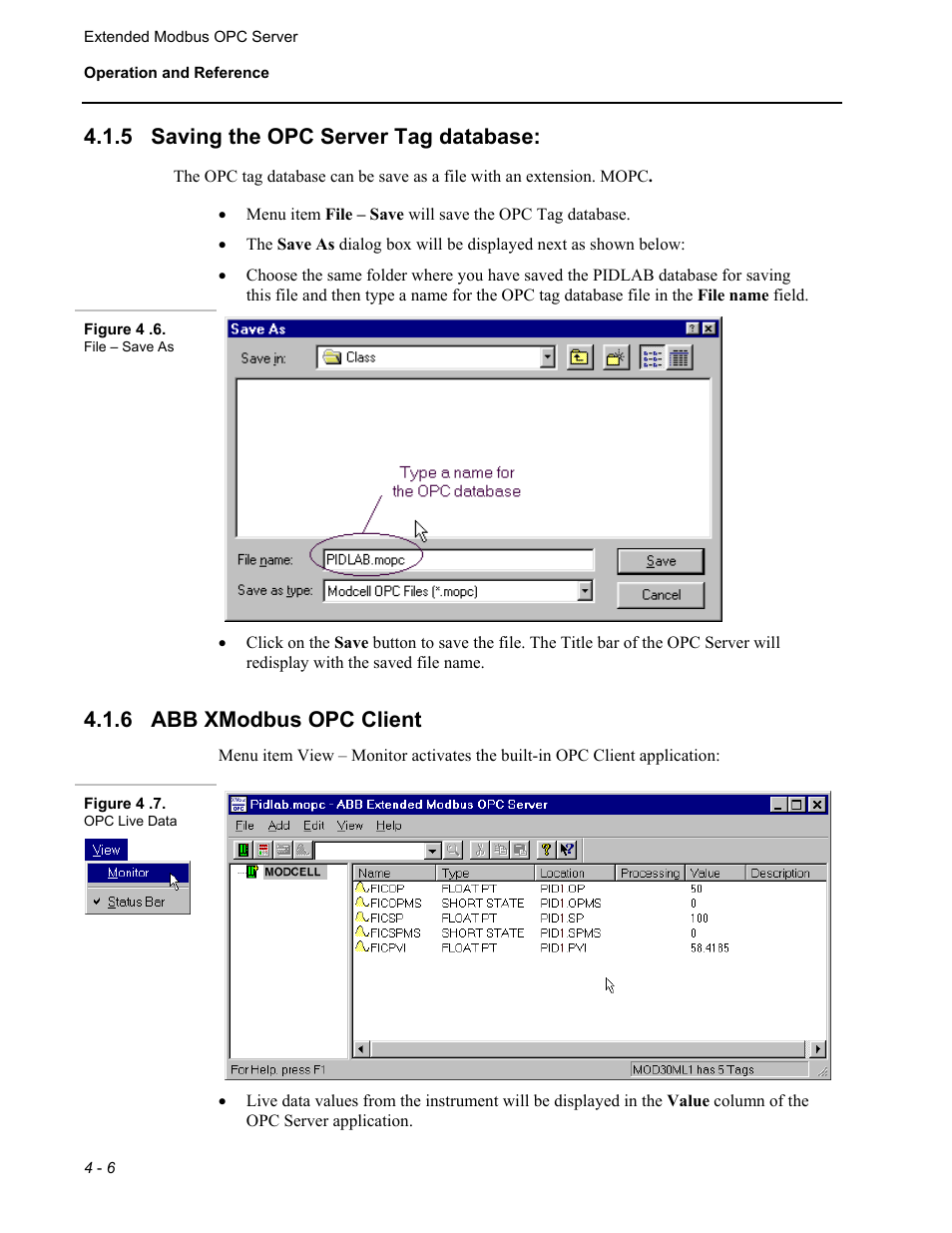 Saving the opc server tag database, Abb xmodbus opc client, 5 saving the opc server tag database | 6 abb xmodbus opc client | Micromod MOD: Extended Modbus (XModbus) OPC Server Users Guide User Manual | Page 32 / 42