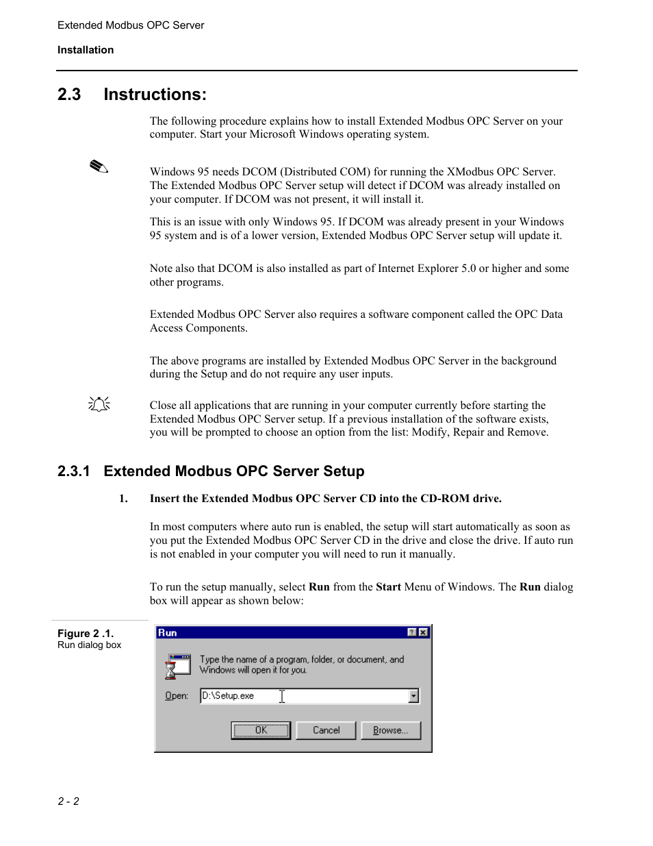 Instructions, Extended modbus opc server setup, 3 instructions | Micromod MOD: Extended Modbus (XModbus) OPC Server Users Guide User Manual | Page 6 / 42