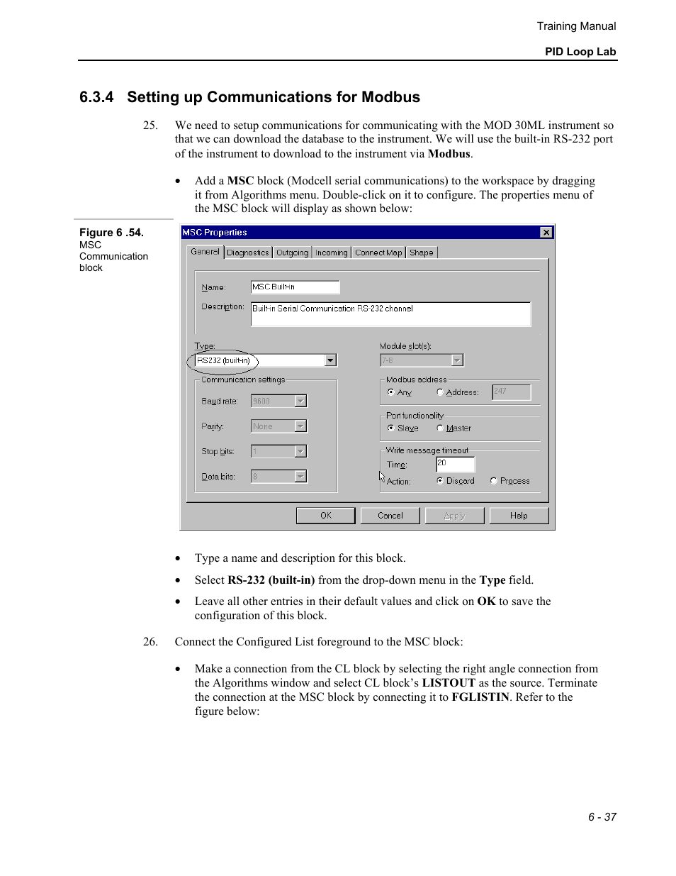 4 setting up communications for modbus | Micromod MOD: 30MLTraining Manual User Manual | Page 117 / 294