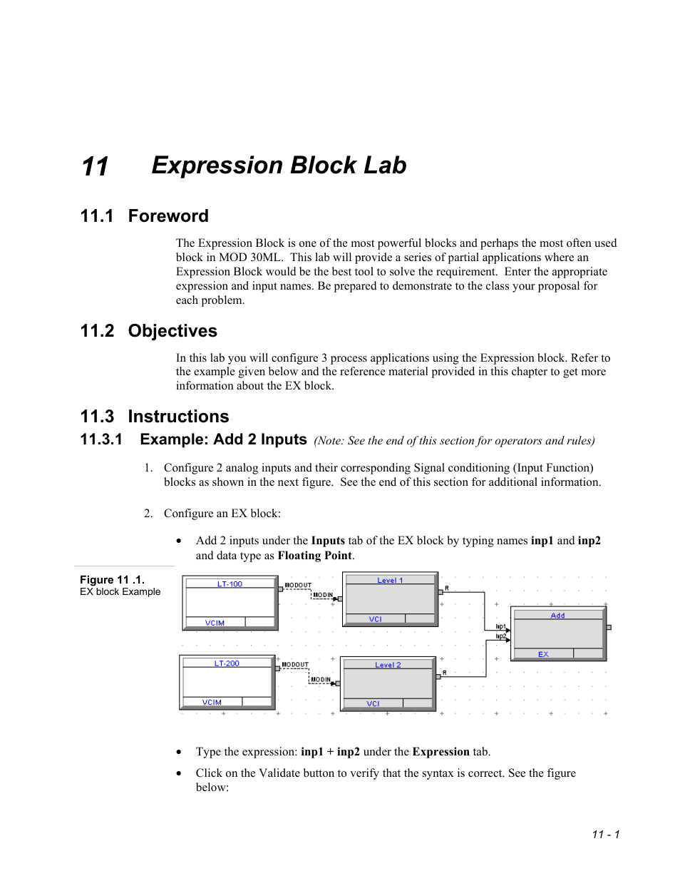 11 - expression block, Expression block lab, 1 foreword | 2 objectives, 3 instructions | Micromod MOD: 30MLTraining Manual User Manual | Page 173 / 294