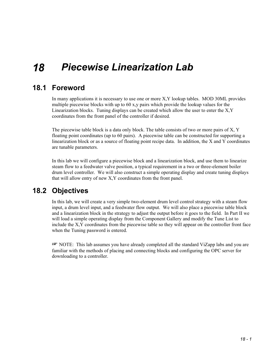 18 - piecewise linearization, Piecewise linearization lab, 1 foreword | 2 objectives | Micromod MOD: 30MLTraining Manual User Manual | Page 241 / 294