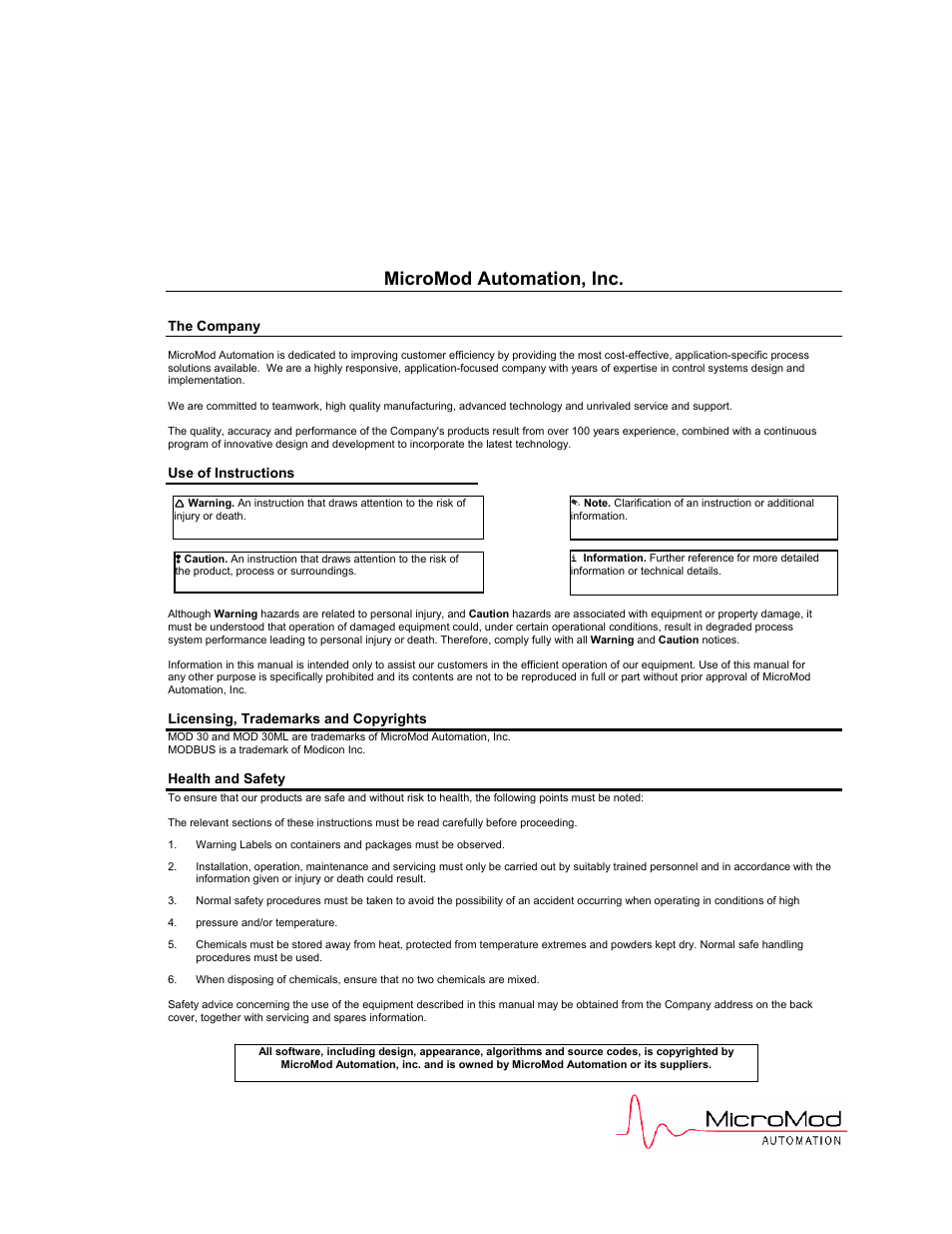 Micromod automation, inc | Micromod MOD: MODCELL Application Builder Software User Manual | Page 2 / 100