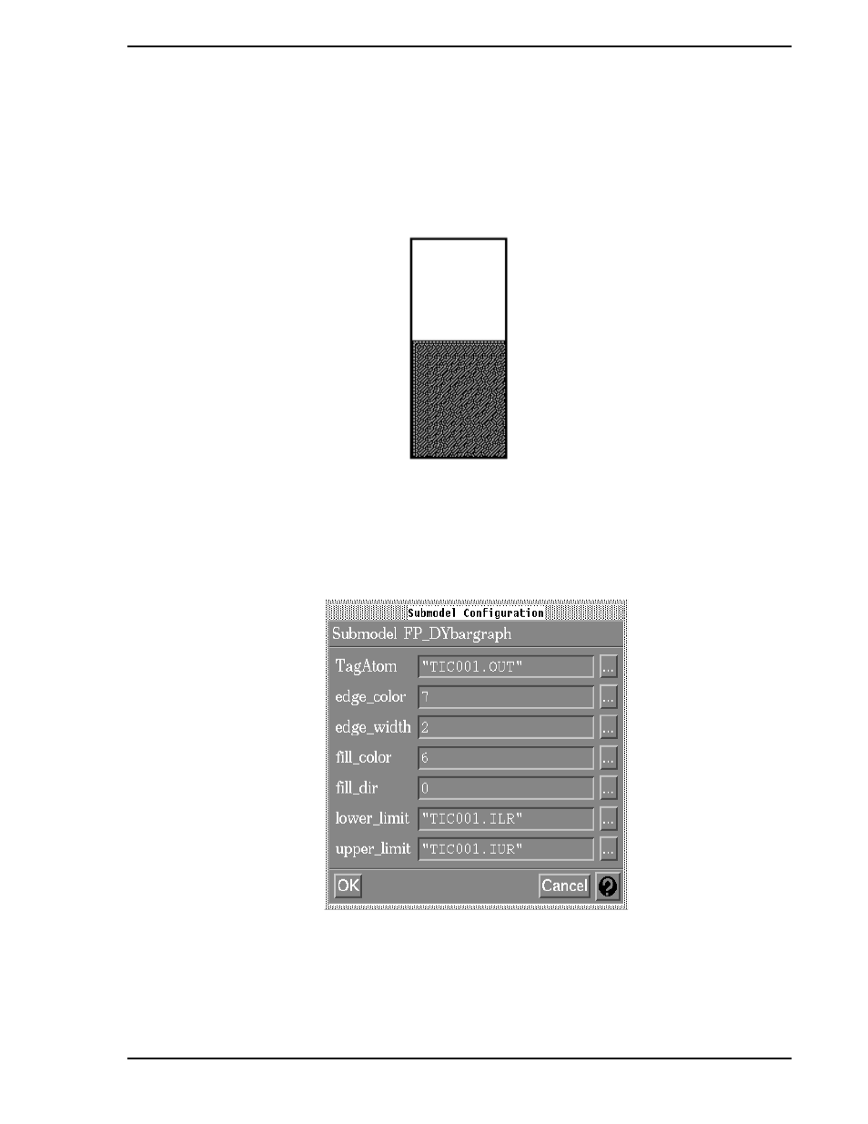 2 bargraphs, 1 fp_dybargraph, Figure 4-22. dynamic bargraph (fp_dybargraph) | Figure 4-23. dynamic bargraph configuration window | Micromod Micro-PWC: 53PW6000 MicroPWC Configuration Guide User Manual | Page 167 / 368