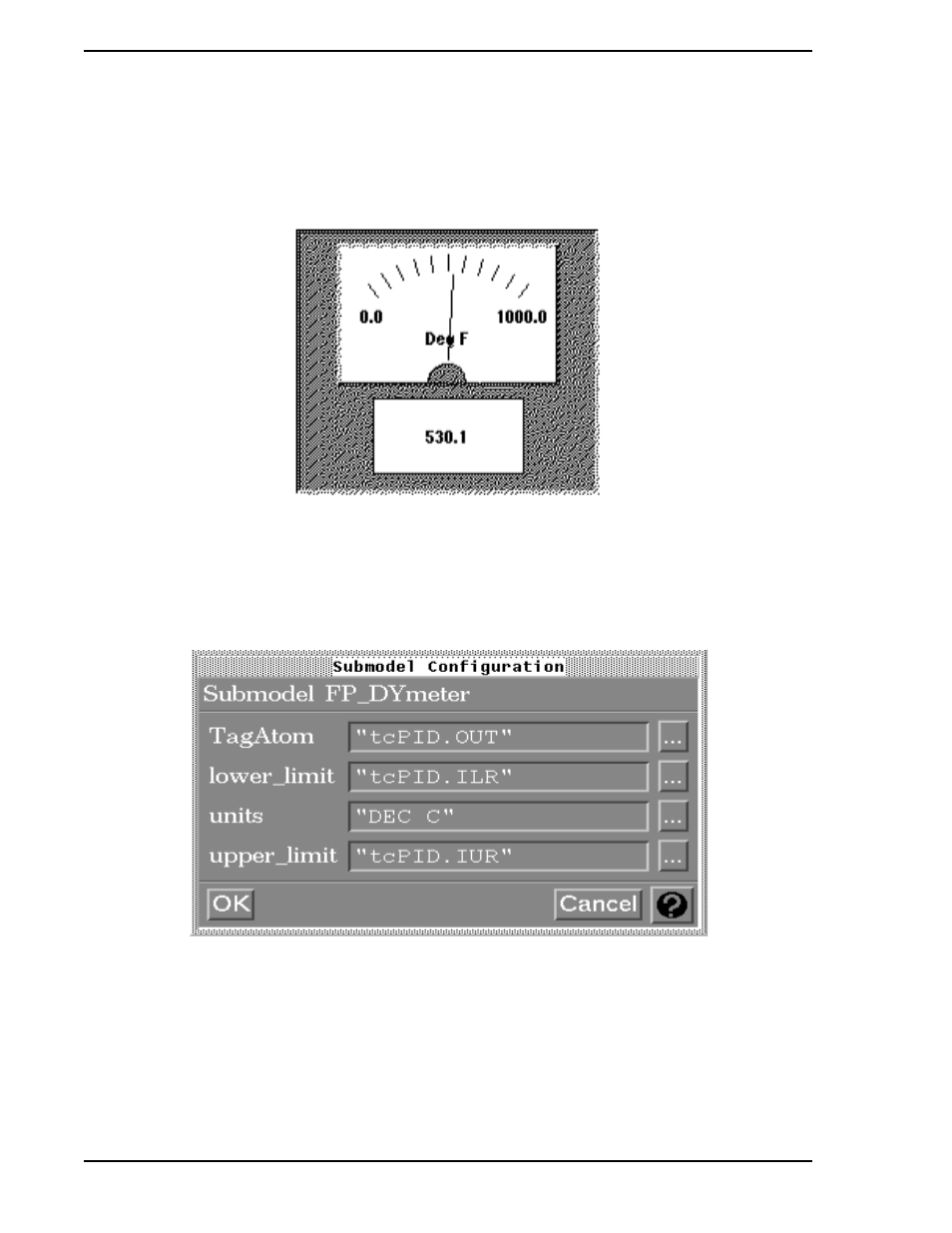 2 fp_dymeter, Figure 4-80. meter submodel (fp_dymeter), Figure 4-81. meter submodel configuration window | Micromod Micro-PWC: 53PW6000 MicroPWC Configuration Guide User Manual | Page 218 / 368