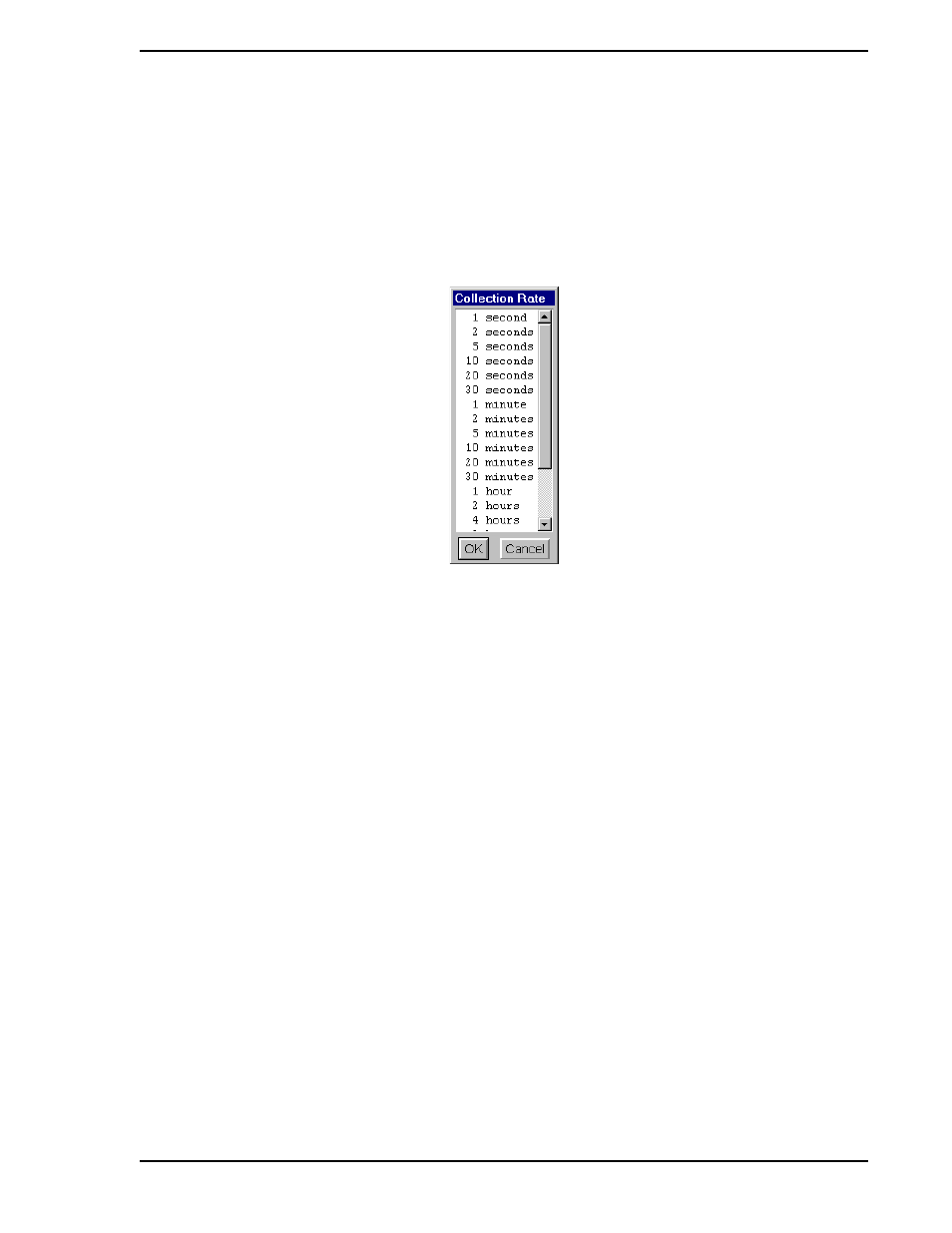 1 collection rate, 1 none, 2 manual | Figure 5-3. collection rate window | Micromod Micro-PWC: 53PW6000 MicroPWC Configuration Guide User Manual | Page 243 / 368