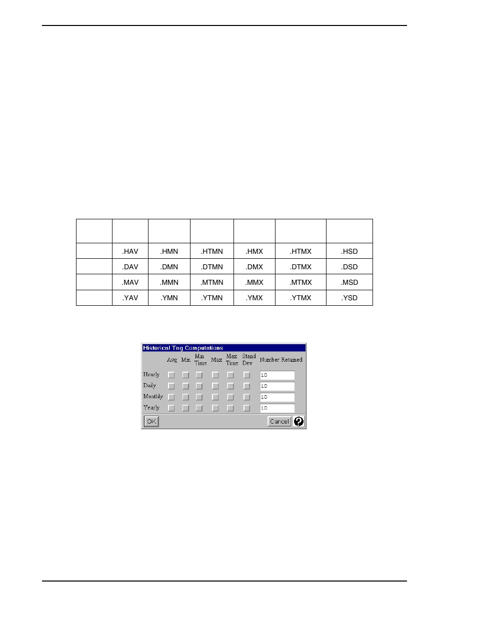 2 computations, Figure 5-7. historical tag computations window, Table 5-1. historical computation atoms | Micromod Micro-PWC: 53PW6000 MicroPWC Configuration Guide User Manual | Page 246 / 368