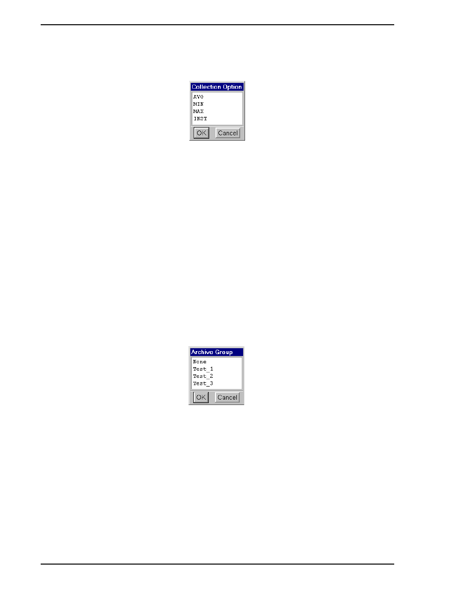 5 archive group, 6 tag atom, Figure 5-9. collection options window | Figure 5-10. archive group window | Micromod Micro-PWC: 53PW6000 MicroPWC Configuration Guide User Manual | Page 248 / 368