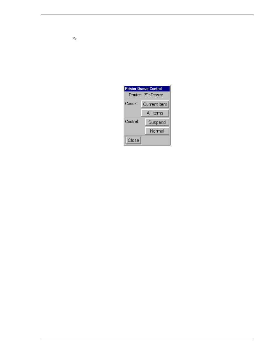 2 printer queue information, Figure 8-6. printer queue control window | Micromod Micro-PWC: 53PW6000 MicroPWC Configuration Guide User Manual | Page 283 / 368