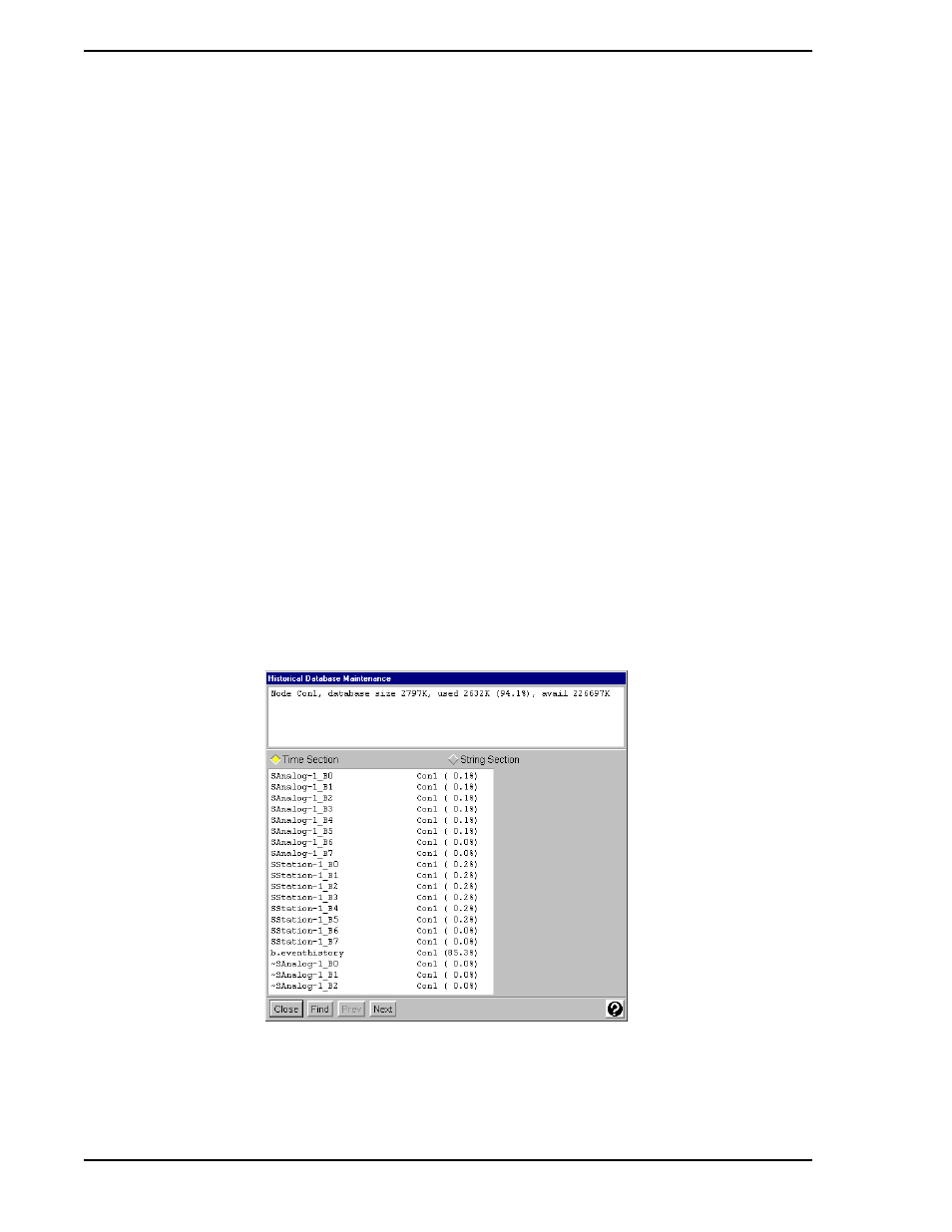 2 database maintenance, 1 historical database maintenance, Figure 9-1. historical database maintenance window | Micromod Micro-PWC: 53PW6000 MicroPWC Configuration Guide User Manual | Page 288 / 368