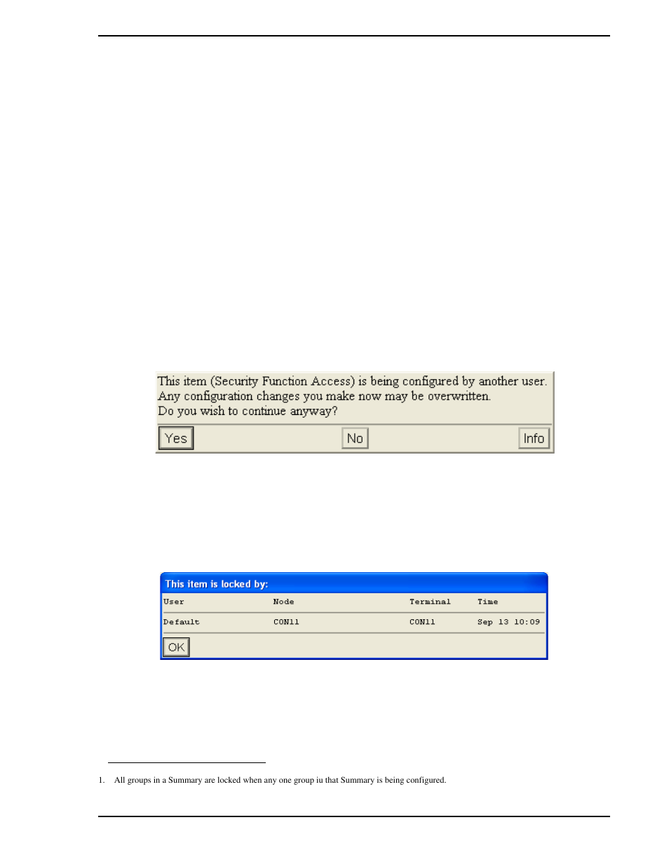 4 release all configuration locks, Figure 9-5. configuration lock information window | Micromod Micro-PWC: 53PW6000 MicroPWC Configuration Guide User Manual | Page 295 / 368