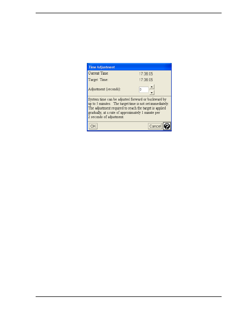 5 time adjustment, 1 the adjustment option, Figure 9-6. micro-pwc system time adjust window | Micromod Micro-PWC: 53PW6000 MicroPWC Configuration Guide User Manual | Page 297 / 368