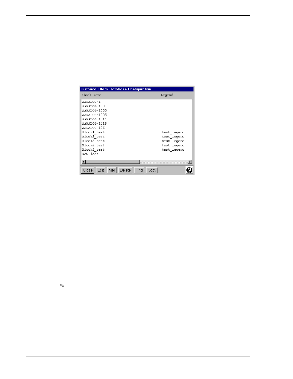 2 historical block database configuration window, 3 add historical block, 1 historical block name | Micromod Micro-PWC: 53PW6000 MicroPWC Configuration Guide User Manual | Page 316 / 368