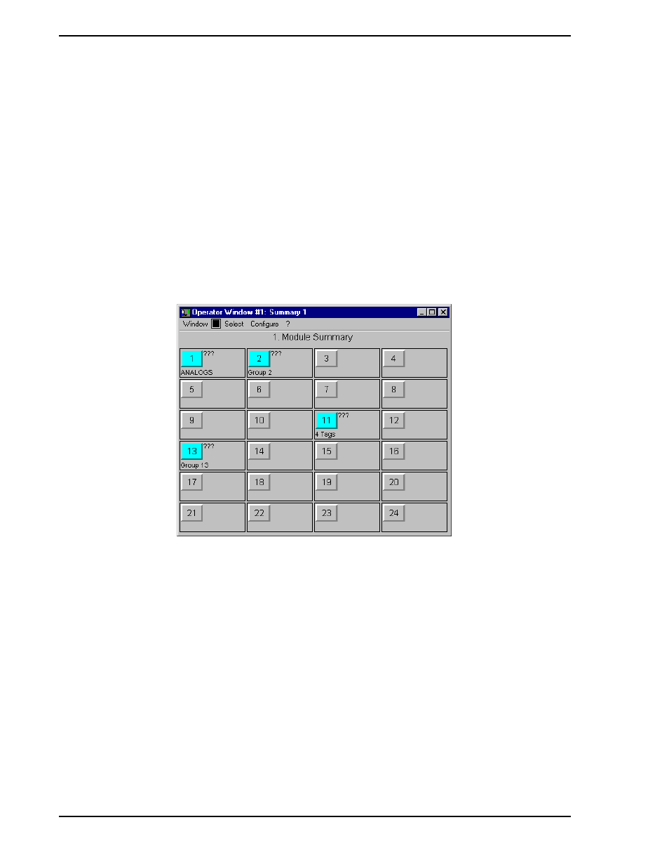 2 hierarchical display descriptions, 1 plant summary display, Figure 3-1. summary display example | Micromod Micro-PWC: 53PW6000 MicroPWC Configuration Guide User Manual | Page 88 / 368