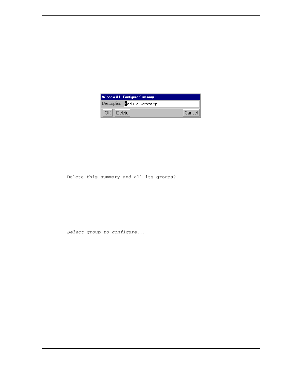 3 hierarchical display configuration, 1 summary configuration, 2 group configuration | Figure 3-4. configure summary window | Micromod Micro-PWC: 53PW6000 MicroPWC Configuration Guide User Manual | Page 91 / 368