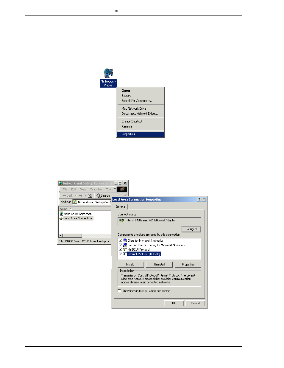 Figure 3-4. my network places icon and menu | Micromod Micro-PWC: 53PW6000 MicroPWC Installation and Setup Manual User Manual | Page 30 / 80