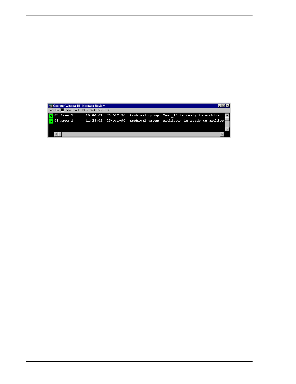 3 message review, 1 accessing the message review display, 2 message review display acknowledgment | Figure 10-1. message review window | Micromod Micro-PWC: 53PW6000 MicroPWC Operators Manual User Manual | Page 114 / 174