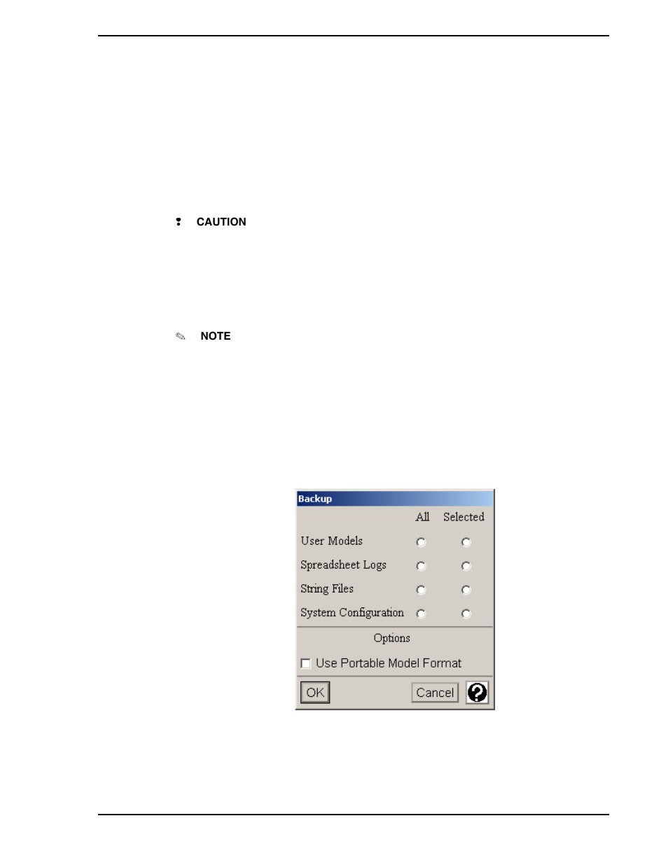 2 backup and restore, 1 the backup utility, Figure 11-1. backup window | Micromod Micro-PWC: 53PW6000 MicroPWC Operators Manual User Manual | Page 121 / 174