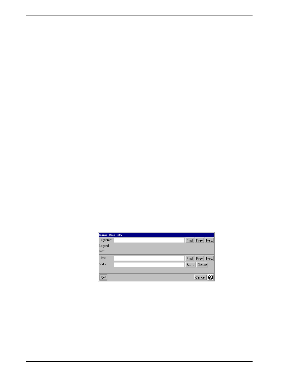 3 database maintenance, 1 historical manual entry, Figure 11-13. manual data entry window | Micromod Micro-PWC: 53PW6000 MicroPWC Operators Manual User Manual | Page 130 / 174