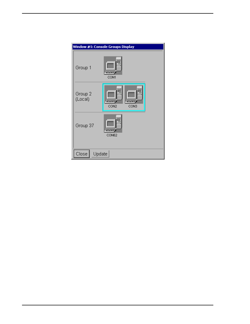 Figure 11-38. console groups display window, Figure 11-38 | Micromod Micro-PWC: 53PW6000 MicroPWC Operators Manual User Manual | Page 156 / 174
