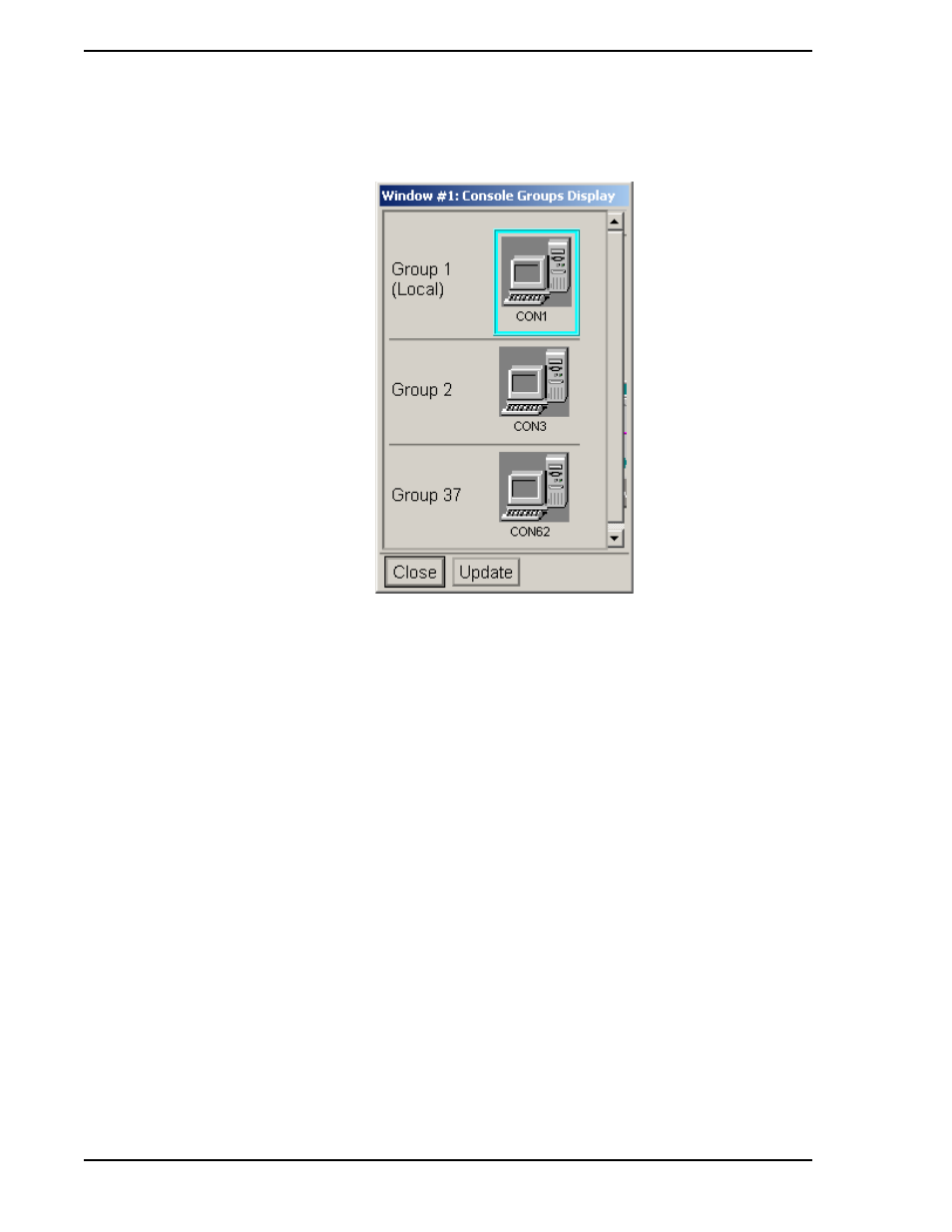 Figure 3-12. console groups display, Window, Figure 3-12 | Micromod Micro-PWC: 53PW6000 MicroPWC Operators Manual User Manual | Page 52 / 174