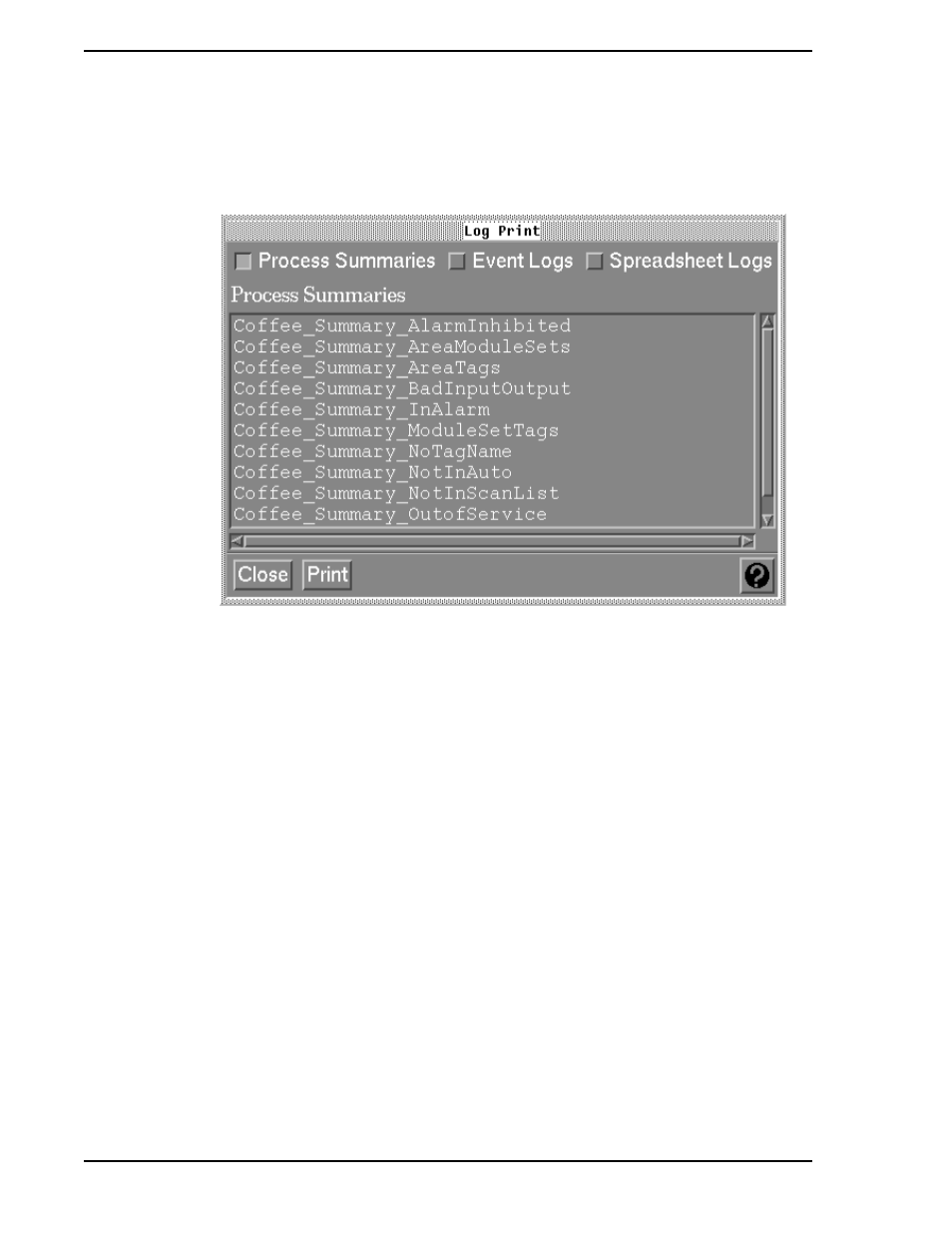 1 accessing log print, Figure 5-1. log print window | Micromod Micro-PWC: 53PW6000 MicroPWC Operators Manual User Manual | Page 66 / 174