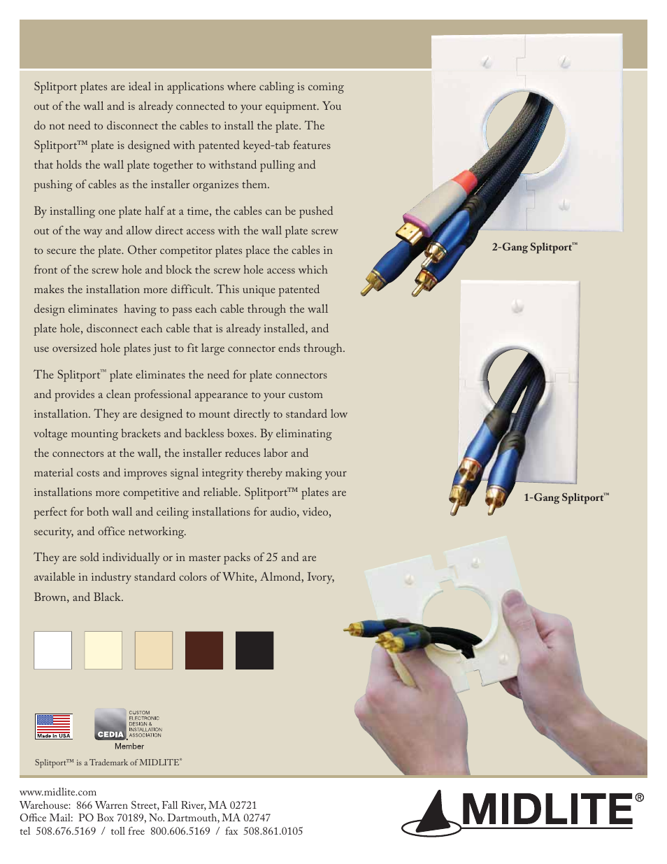 Midlite DOUBLE GANG SPLITPORT User Manual | 2 pages