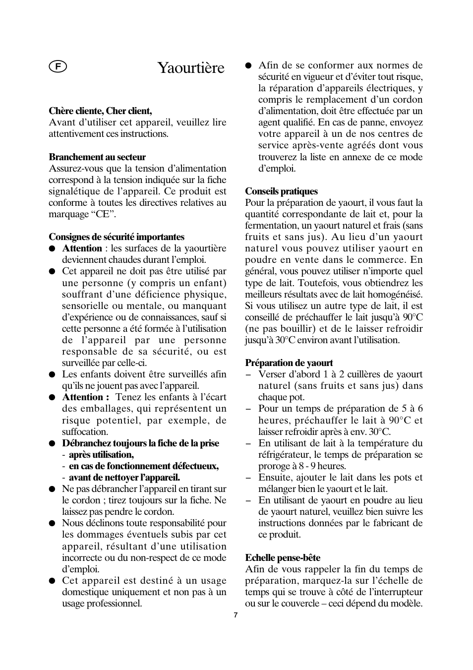 Yaourtière | SEVERIN JG 3516 User Manual | Page 7 / 32