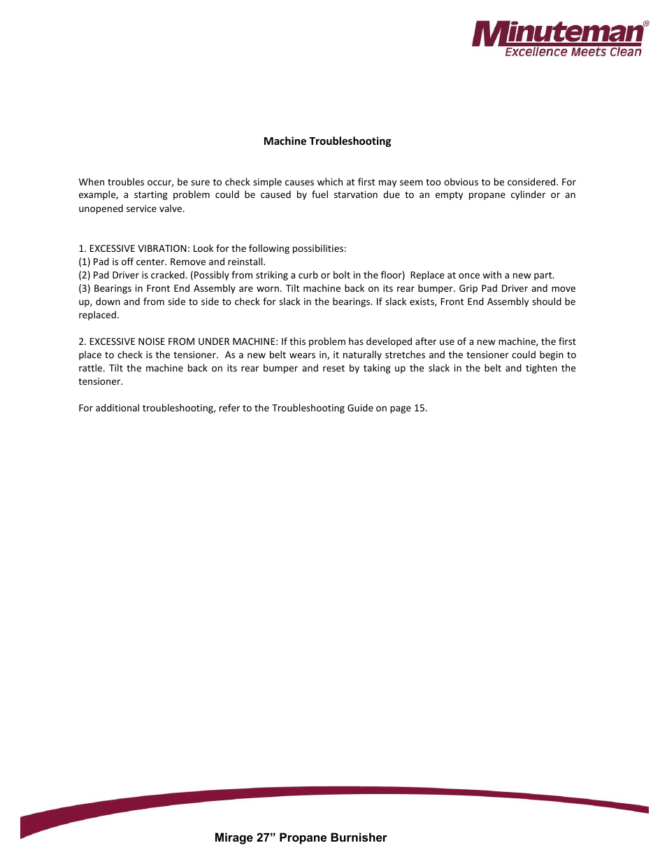 Minuteman Mirage 27 Propane Burnisher User Manual | Page 11 / 30