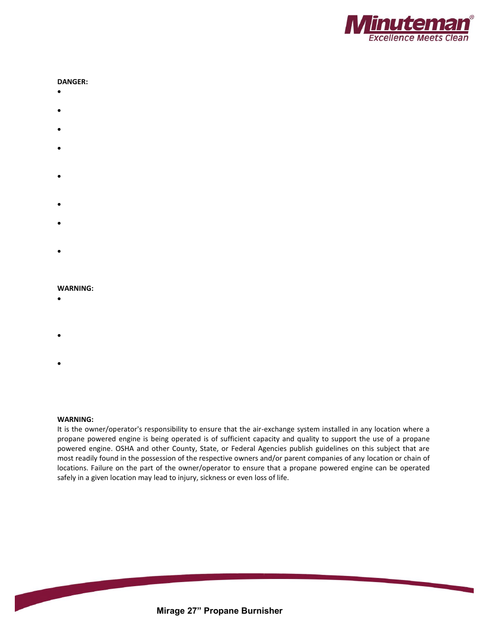 Minuteman Mirage 27 Propane Burnisher User Manual | Page 13 / 30