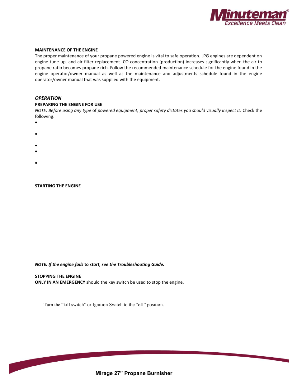 Minuteman Mirage 27 Propane Burnisher User Manual | Page 20 / 30