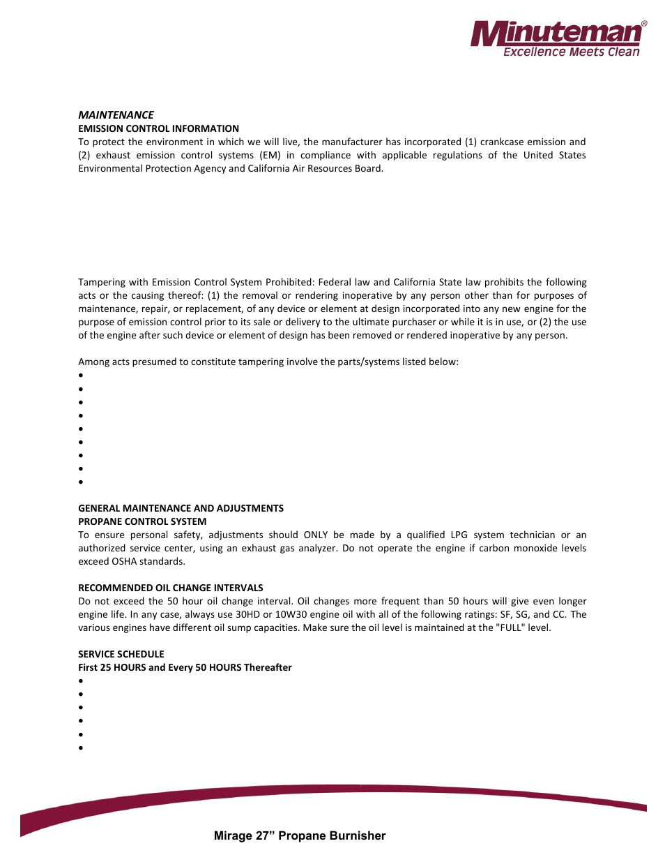 Minuteman Mirage 27 Propane Burnisher User Manual | Page 21 / 30