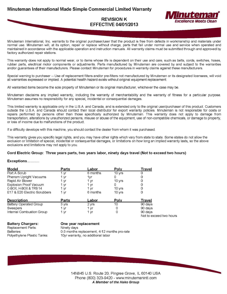Minuteman Mirage 27 Propane Burnisher User Manual | Page 30 / 30