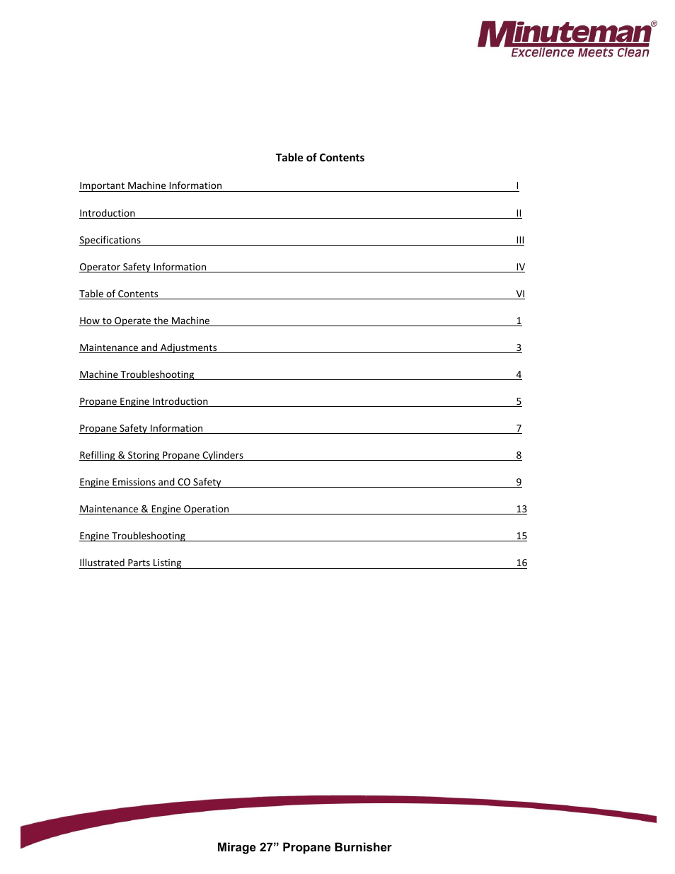 Minuteman Mirage 27 Propane Burnisher User Manual | Page 7 / 30