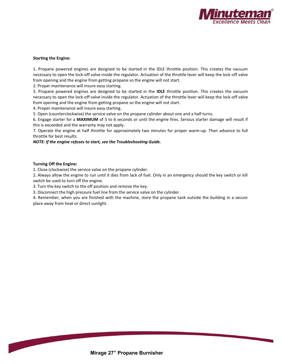Minuteman Mirage 27 Propane Burnisher User Manual | Page 9 / 30