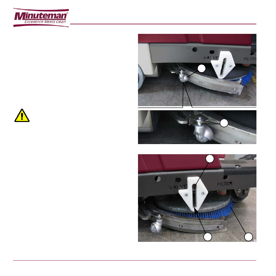 4 height adjustment of squeegee, At the end of the adjustment, tighten the nuts, 5 brush cleaning | Figure 5-3, Figure 5-4 | Minuteman E Ride 21 User Manual | Page 32 / 52