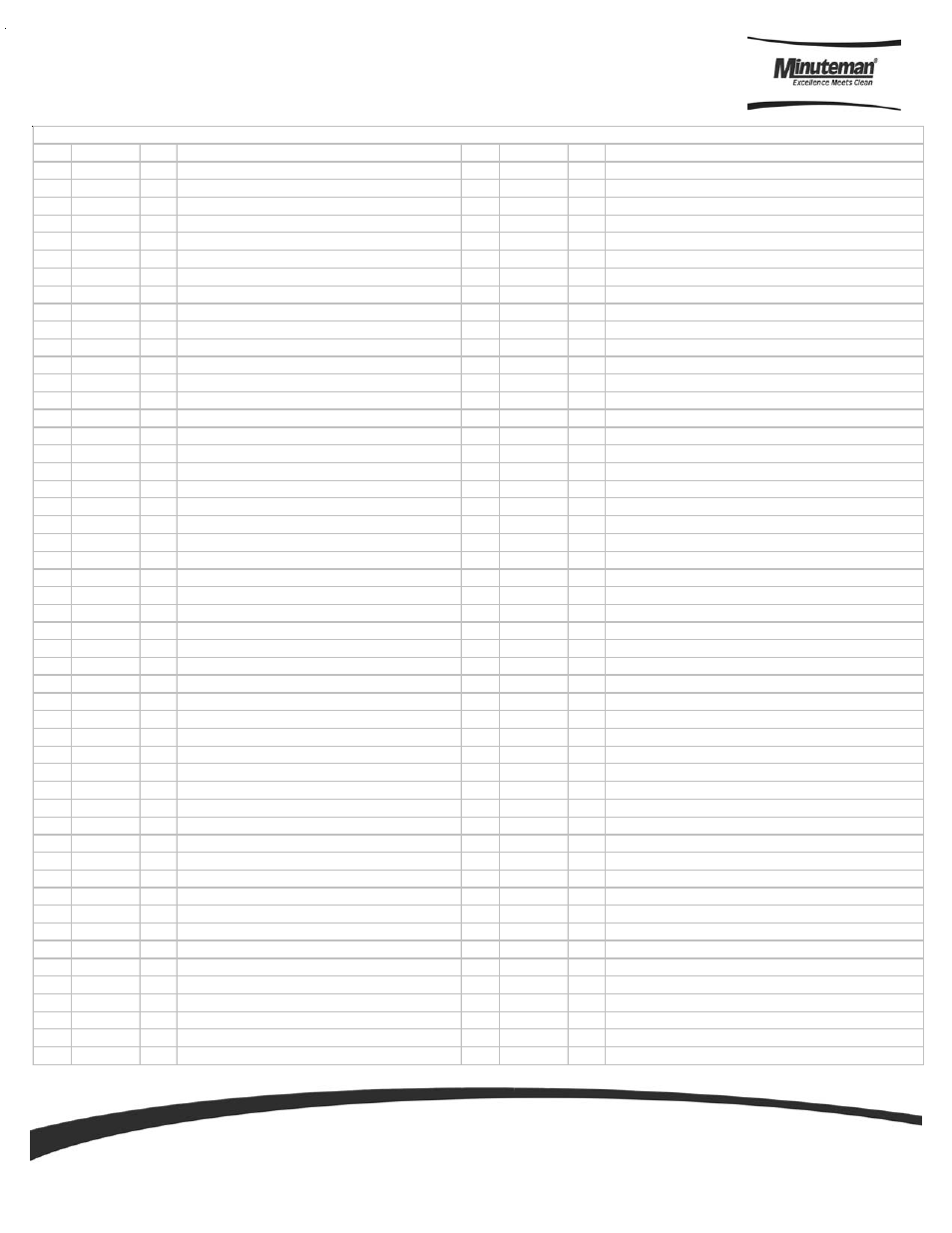 Parts and instruction manual, Page 14 ex12h - bill of materials | Minuteman EX12 Carpet Extractor User Manual | Page 17 / 18